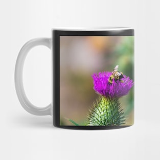 Foraging bee on a thistle bloom Mug